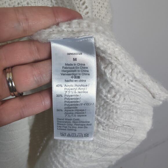 Madewell Womens Sz S Fawn Pointelle Pullover Sweater Cream Alpaca Blend Oversize - Picture 5 of 6